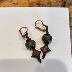 Glass bead and wire earrings